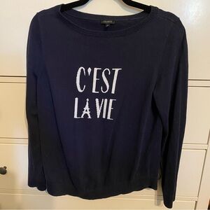 Talbots Navy C’est La Vie Sweater